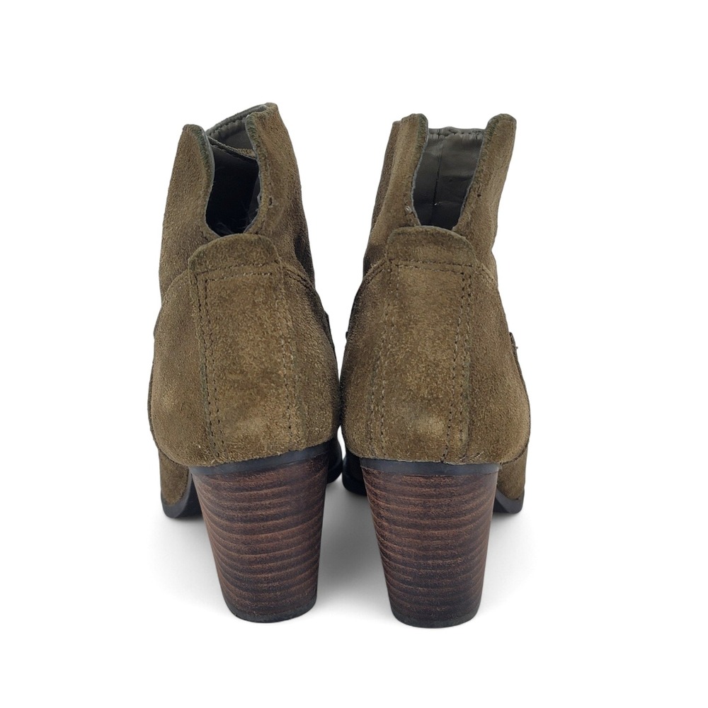 Nine West Hamelin Booties Women's 6 Suede Leather Olive Block Heel Ankle Boots - Picture 3 of 5
